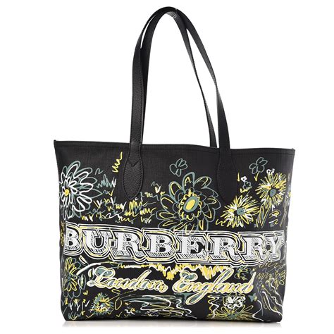 burberry medium reversible doodle tote|BURBERRY Coated Canvas Medium Reversible Doodle Tote .